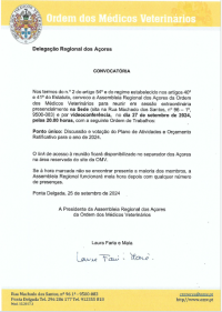 Convocatória da Assembleia Regional dos Açores Extraordinária - 27 de setembro de 2024, 20h00