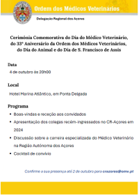 Celebrações do Dia do Médico Veterinário e 33º Aniversário da OMV