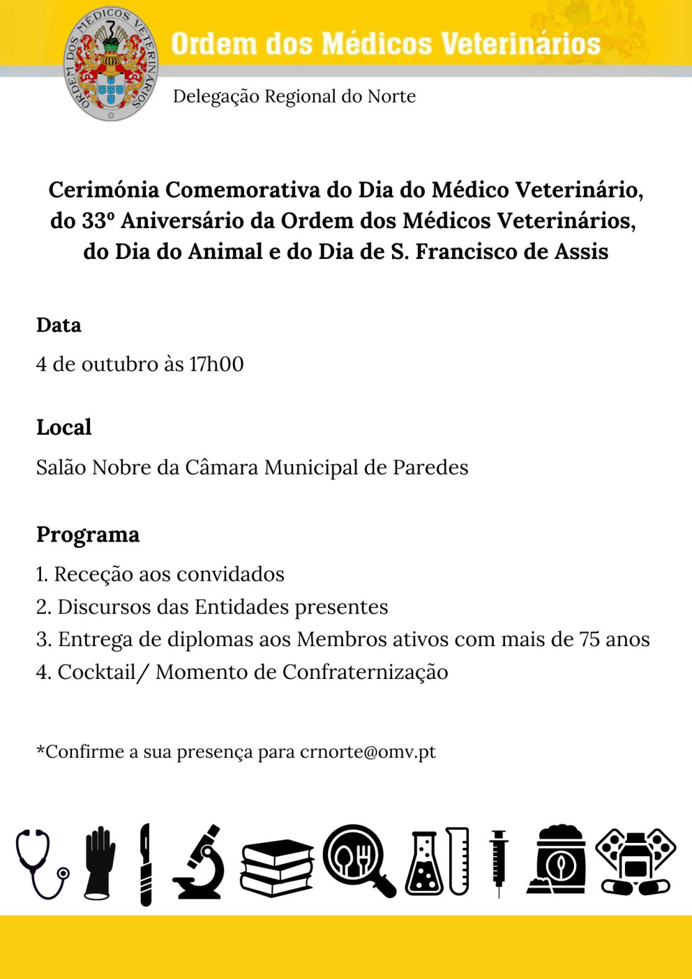 Celebrações do Dia do Médico Veterinário e 33º Aniversário da OMV - 4 de outubro de 2024